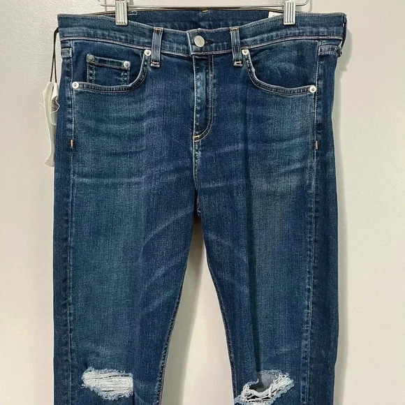 Rag & Bone High Rise Distressed Skinny Jeans - Picture 4 of 17